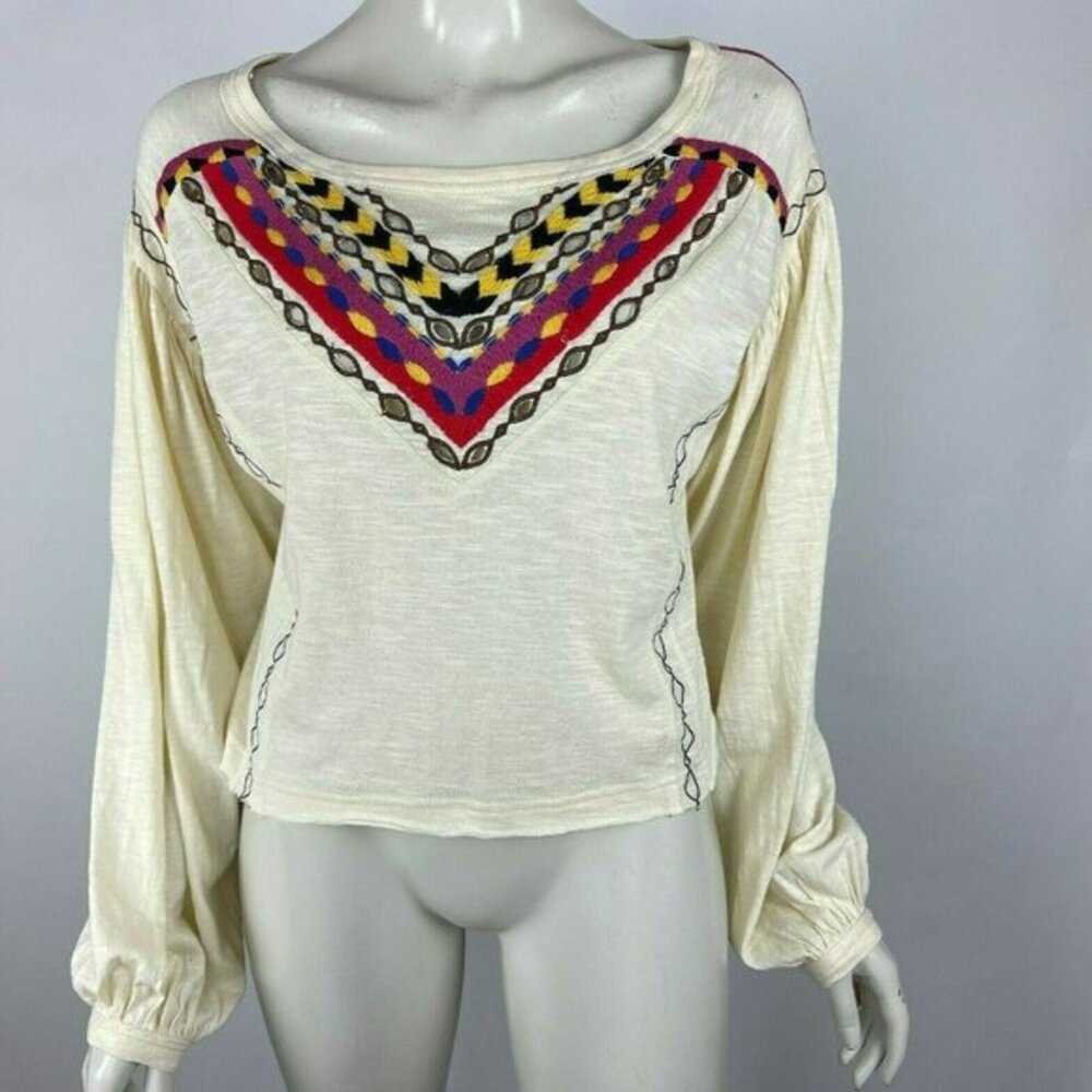 Free People Hand Me Down Embroidered Top